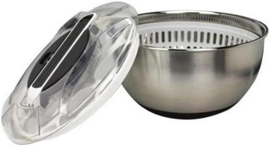 Salade centrifuge Met slakom Verse salades maken Zuigerpompsysteem Diameter 28cm Zwart