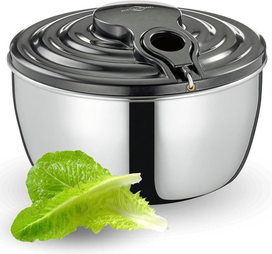 Salade Centrifuge Sla Droger Verse Salade Bereiden RVS Trekkoord Mechanisme 3.25L 24.5cm Roestvrij Staal