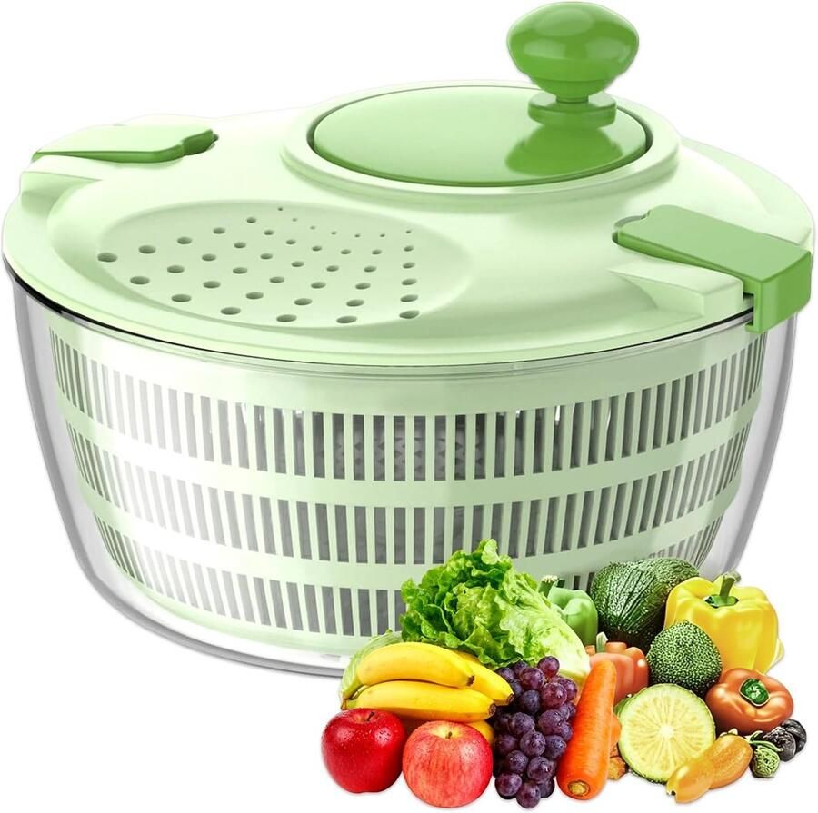 Salade centrifuge Slacentrifuge wassen Groenten Drogen Zwengelaandrijving BPA-vrij 45 Liter 245 cm