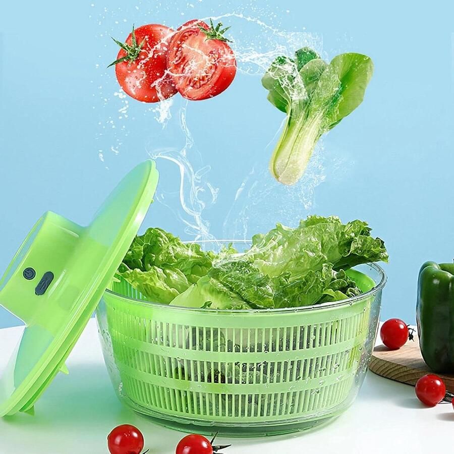 Salade Droger Groente Mixer Keuken Hulp Grote Capaciteit 5L Wit