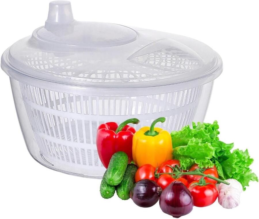 Sla centrifuge Groente droger Salades Maken Geïntegreerd Afvoer 22.9 x 12 cm Wit