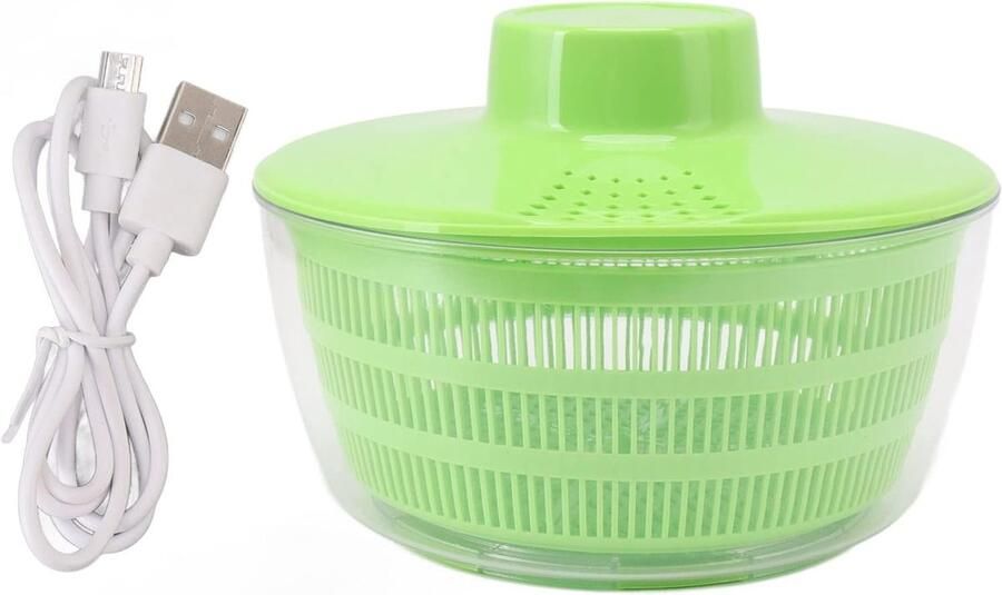 Salade Spinner Groente Droger Snelle Reiniging Elektrische Drainer 5 Liter Wit