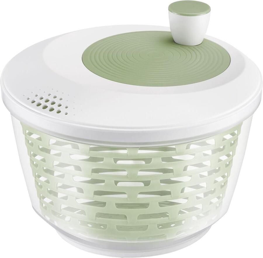 Salade Droger Sla Zentrifugeren Verse Groenten Wassen Ruimtebesparend Ontwerp 4.4 Liter Transparant Wit Groen