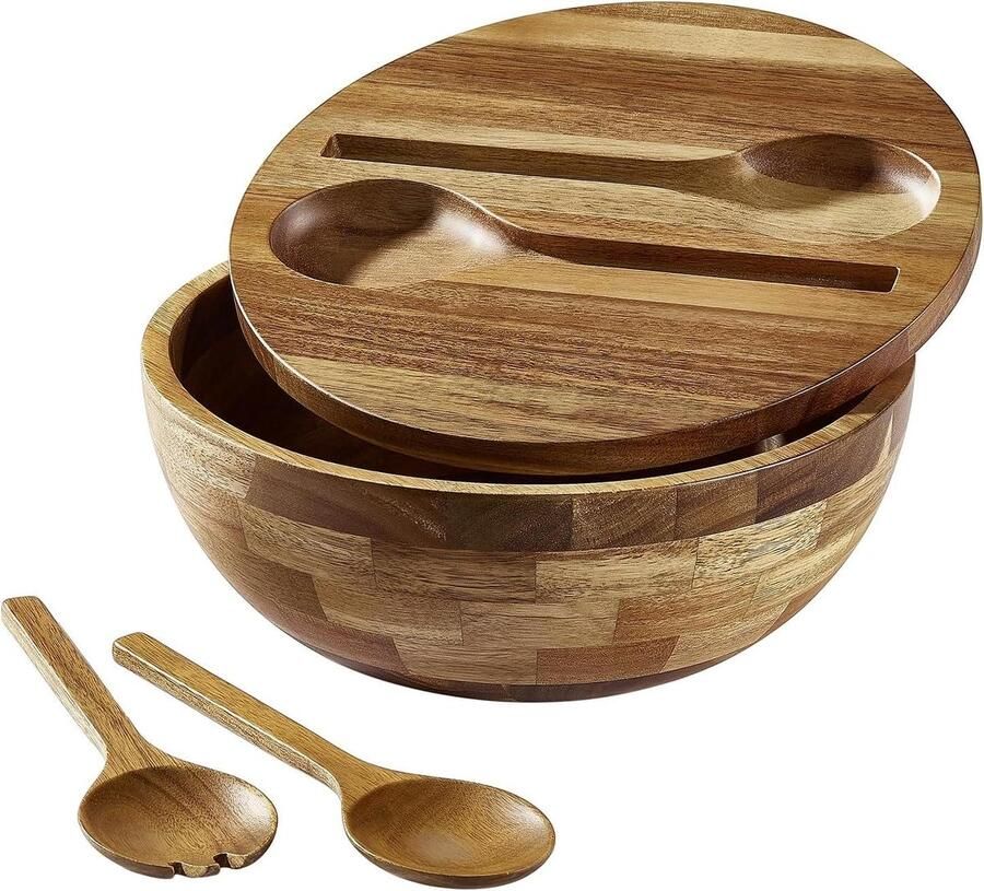 Salade Kom Houten Serveerschaal Maaltijd Bereiden Natuurlijk Acacia Hout 30.5 cm Diameter Bruin