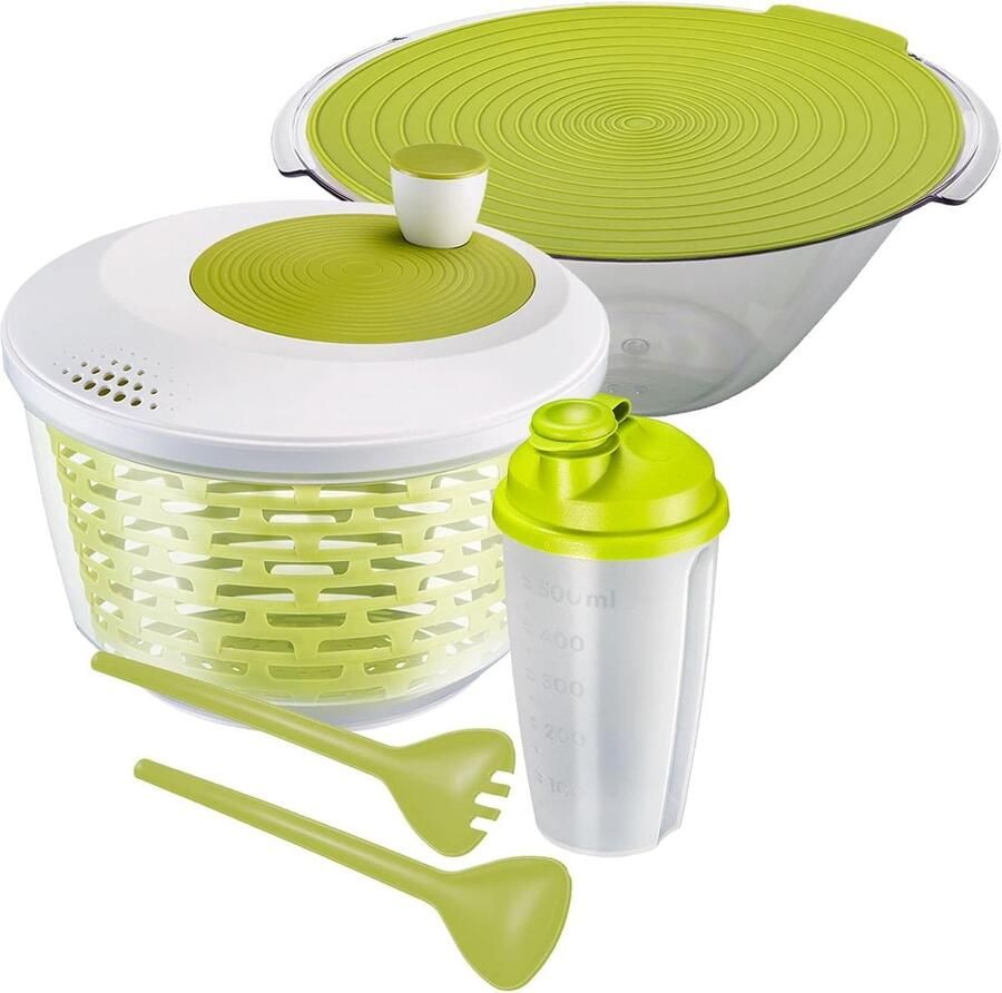 Salade Set Salade Bereiding Gezond Eten 4 Delig Keukengerei 4 Liter Kom Transparant Wit Groen