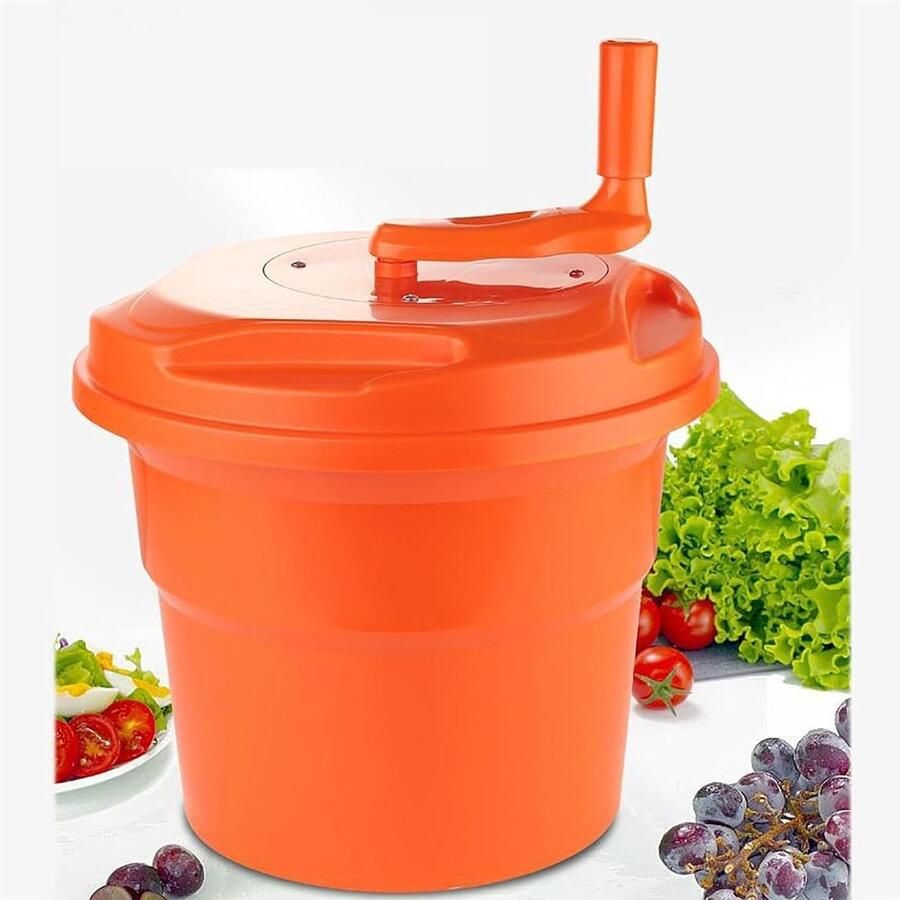 Salade Spinner Groente Droger Groenten Drogen Handsfree Bediening 10L Wit