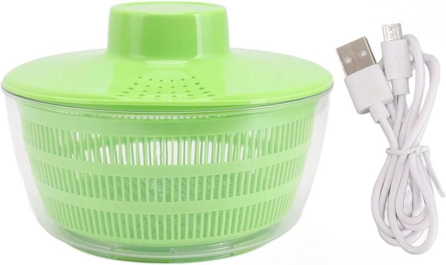 Salade Spinner Groente Droger Snelle Salade Bereiding Elektrische Afvoer 5 Liter Capaciteit Wit