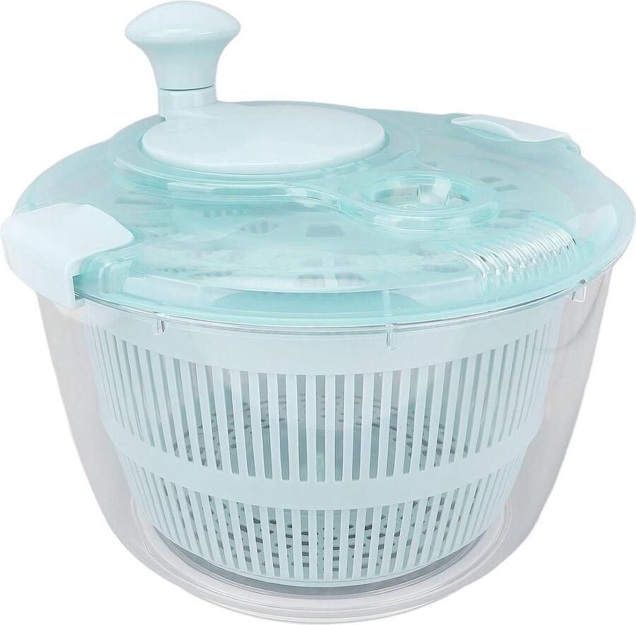 Salade Spinner Groente Wasmachine Fruit Gezond Eten Bereiden Eén Hand Bediening 5L Capaciteit Blauw