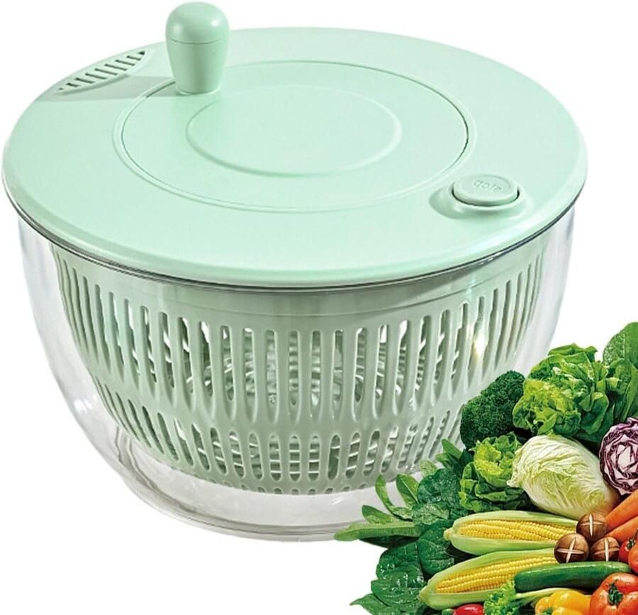 Salade Spinner Groente Wasmachine Verse Salades Maken Efficiënte Pomp Bediening 235x14cm Lichtgroen