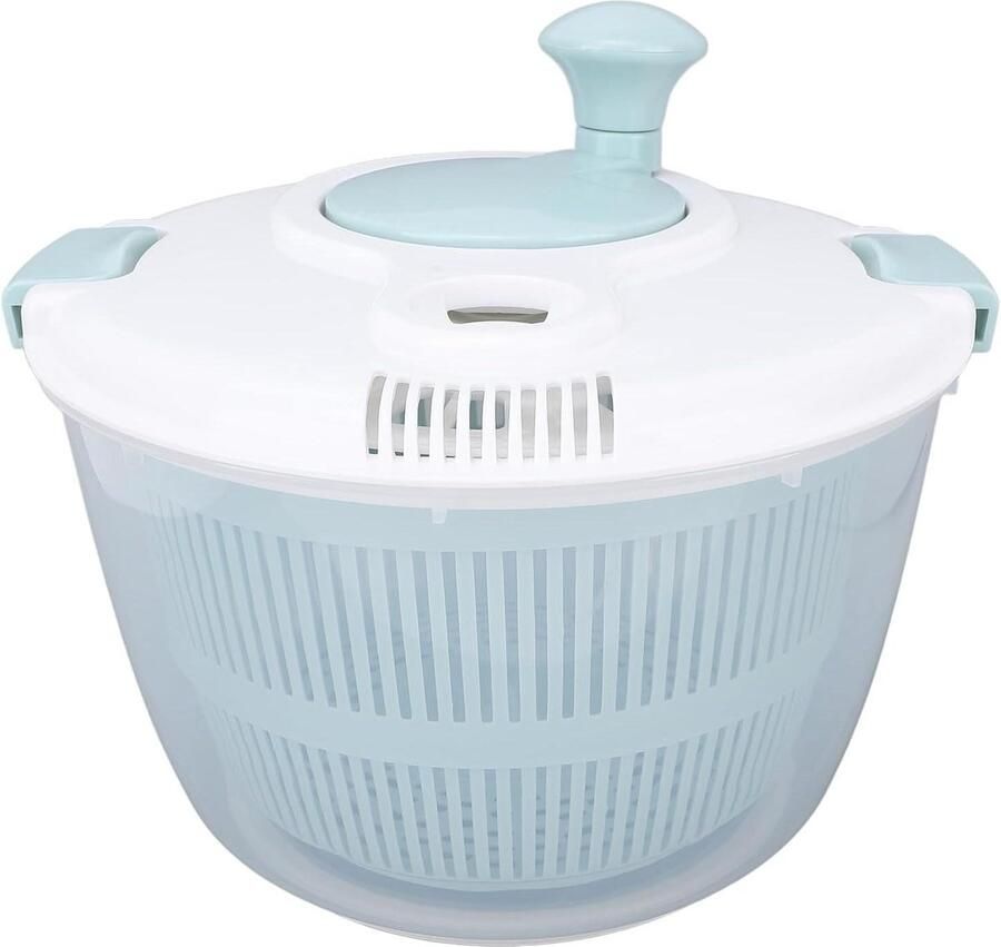 Salade Spinner Groente Droger Keuken Voorbereiding Hand Operated Mechanisme 5L Capaciteit Blauw