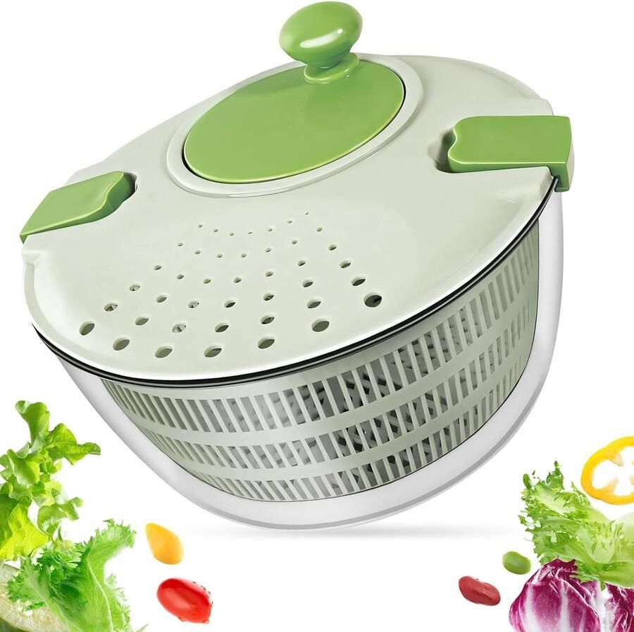Saladecentrifuge 4 Liter Grote Saladeschaal Ergonomische draaiknop Ideaal voor het drogen van groenten ShopVlot