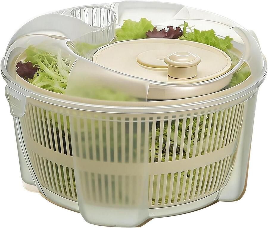 Slacentrifuge Waskom Groentepers Keuken Groenten Drogen Handmatige Slinger 21 cm Wit