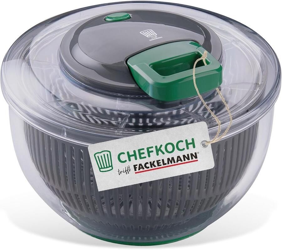 Saladecentrifuge Keukenhulp Salade Wassen Drogen Trekkoord Stopknop 24.5 cm