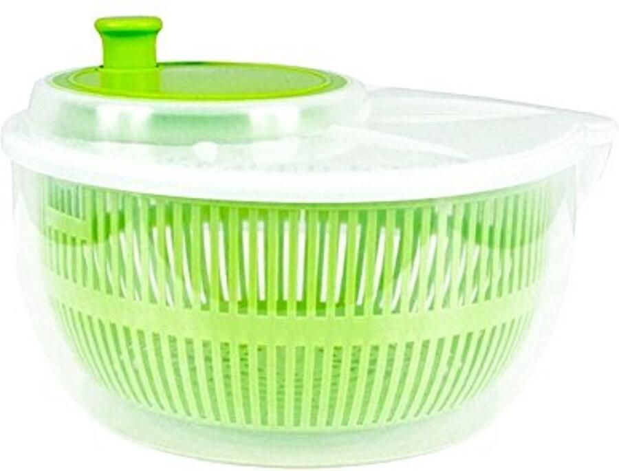 Saladecentrifuge met zwengel en schenktuit Transparante slakom met zeef