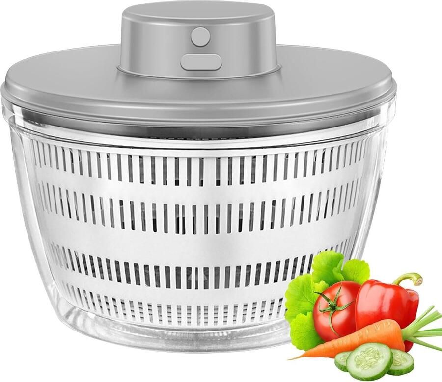 Saladecentrifuge RVS Groente Droger Verse Salades Maken Grote Capaciteit 22x22x17 cm Blauw