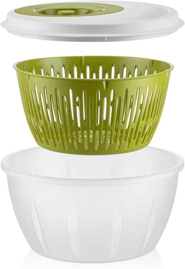 Saladecentrifuge Slaspinner Kom Salade Drogen 3-in-1 Keuken Set 45 Liter Groen