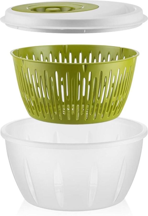 Saladecentrifuge Slaspinner Kom Salade Drogen 3-in-1 Keuken Set 45 Liter Groen