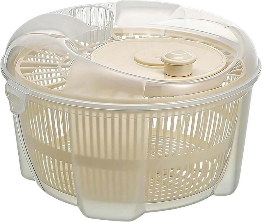 Slacentrifuge Groentewaterdroger Saladebereider Groenten Drogen Handmatig Slingerontwerp 21x21x14 cm Wit