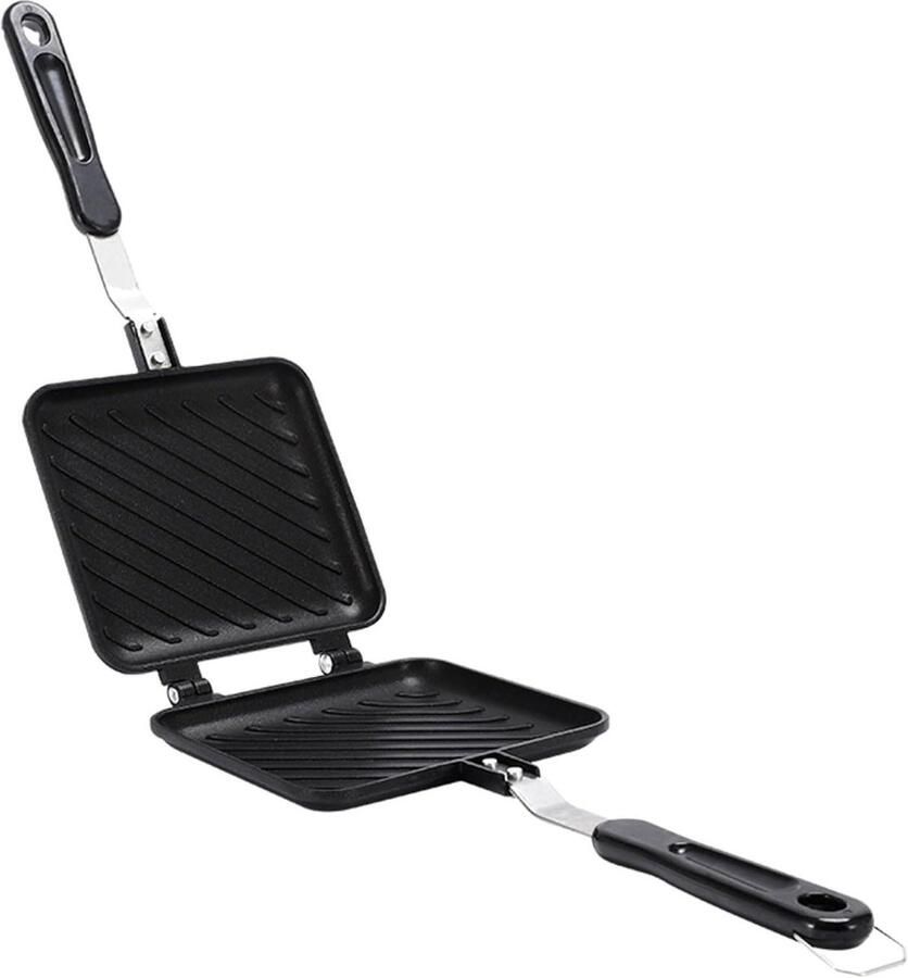 Sandwich Bakpan Toast Wafelpan Ontbijt Maken Dubbelzijdig Antiaanbak 35 cm Zwart