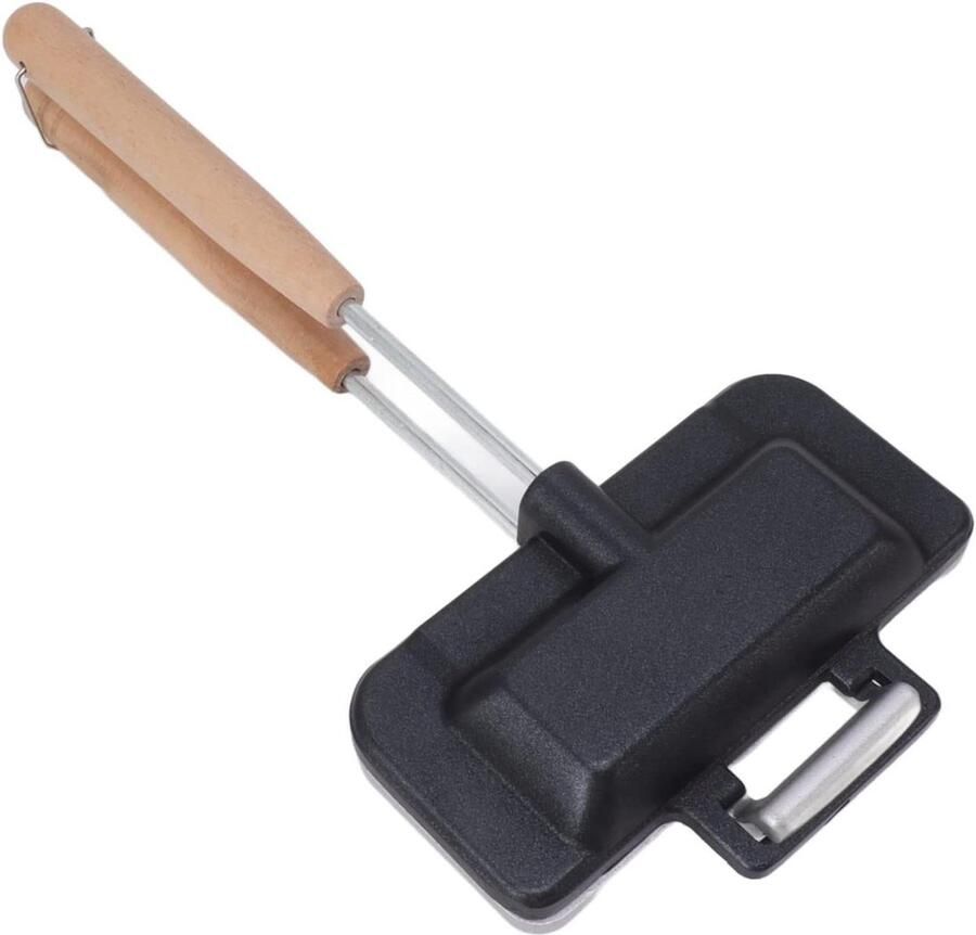 Sandwich Bakpan Tosti IJzer Ontbijt Maken Dubbelzijdig Roosteren 30 cm Diameter Zwart