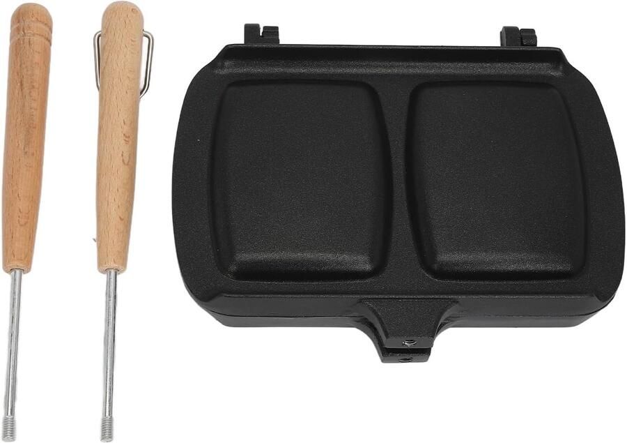Sandwich bakpan Tosti maker Ontbijt maken Dubbelzijdig bakken 23 x 23 cm Zwart