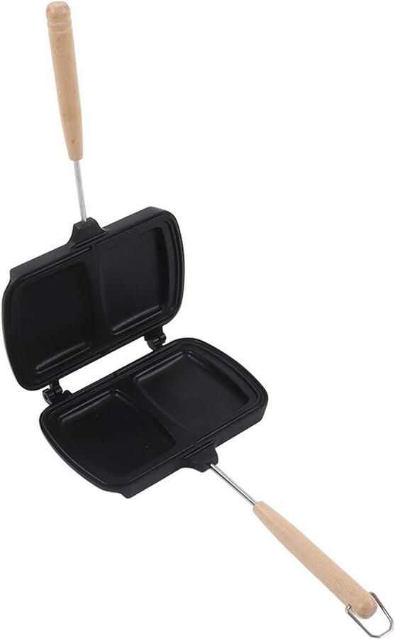Sandwich Broodrooster Pan Toastie Maker Koekenpan Sandwiches Maken Dubbelzijdig Anti-aanbak 36 Centimeter Diameter Zwart