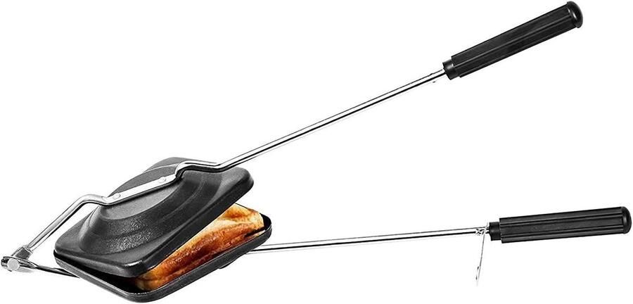 Sandwich Broodrooster Tosti Apparaat Snelle Lunch Maken Antikleefcoating 40 cm Zwart