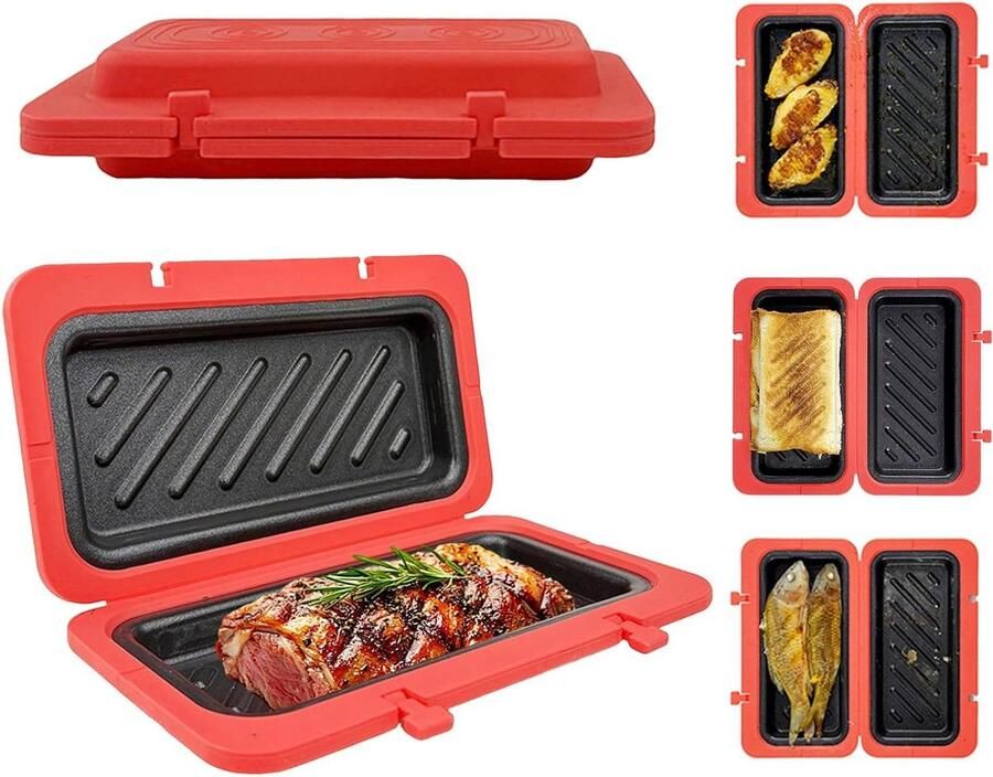 Sandwich Broodrooster Tosti Maker Snelle Maaltijden Bereiden Compact Opbergontwerp 19.3 cm Rood