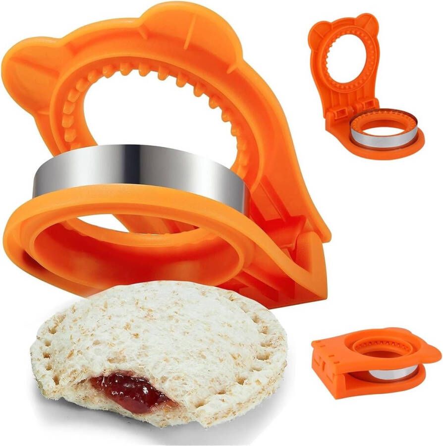 Sandwich Cutter en Sealer voor Kinderen Voor Pocket Sandwiches DIY Decruster Ideaal voor Ontbijt RVS Broodsnijder Voor Kinderen Bento Oranje Eenvoudig in Gebruik