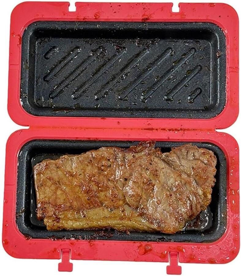 Sandwich Grill Maker Magnetron Kookgereedschap Snel Ontbijt Maken Spatvrij Koken 11.9B x 4.8H cm Rood