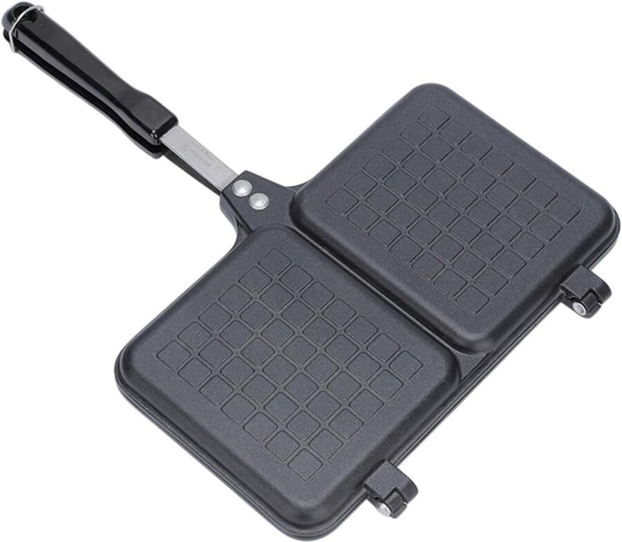 Sandwich Grill Pan Dubbelzijdig Keukengerei Ontbijt Maken Dubbel Paneel Ontwerp 36 cm Zwart