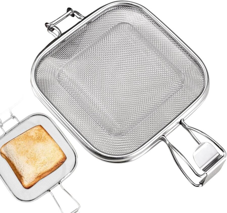 Sandwich Grillpers Brood Bakrek Knapperig Brood Gelijkmatige Warmte 26.5 x 16 cm Zilverkleurig
