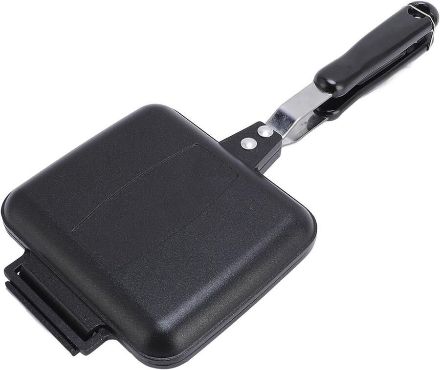Sandwich Koekenpan Dubbelzijdig Ontbijt Maken Afneembaar Handvat 34.5 cm Lengte Zilver