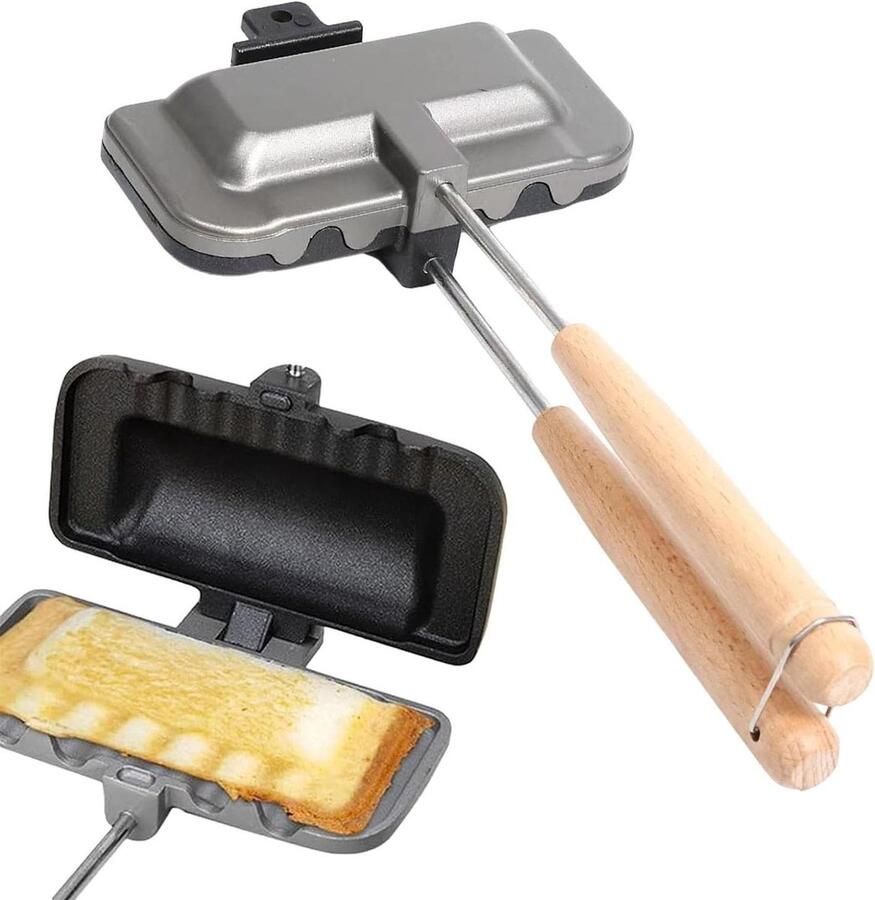 Sandwich Machine Toast Apparaat Snacks Maken Dubbelzijdig Bakplaat 22 cm Zilver