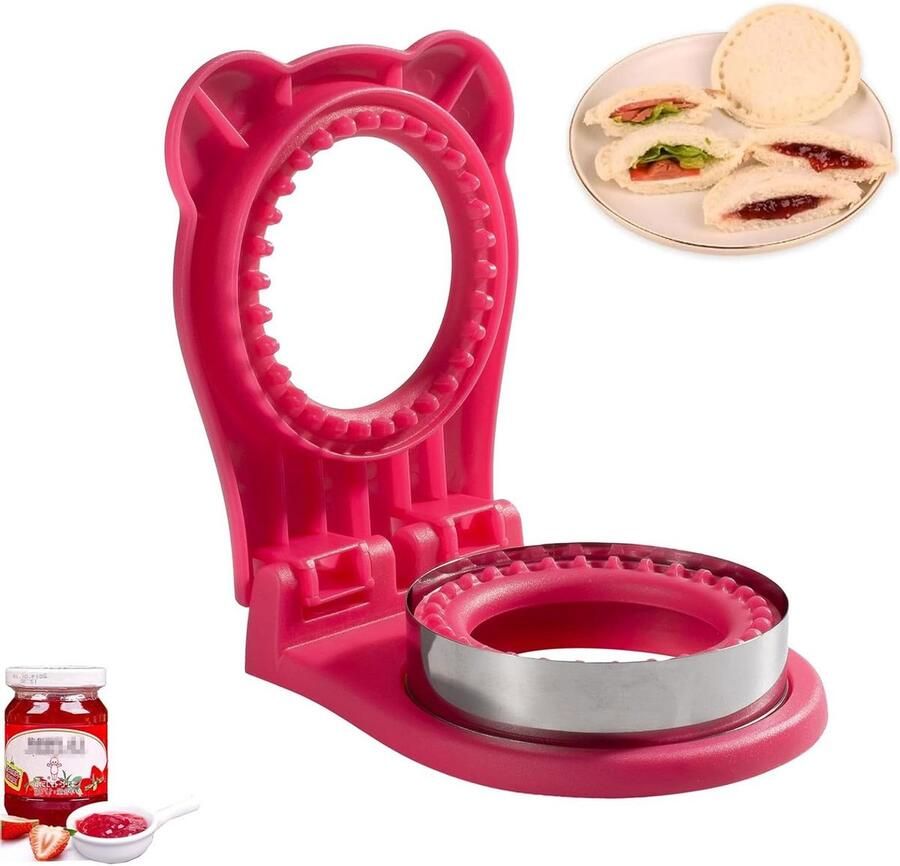 Sandwich Maker Broodjes Snijder Lunch Maken Snijdt en Dicht 3.7 Inch Cirkel Rose Rood