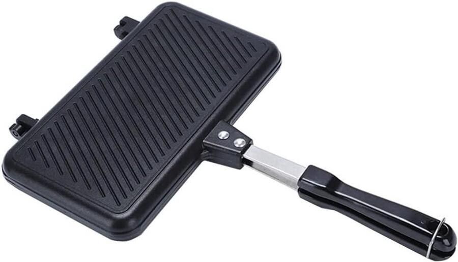 Sandwich Maker Broodjespan Toastapparaat Ontbijt Maken Gelijkmatige Warmte Dubbelzijdig Zwart