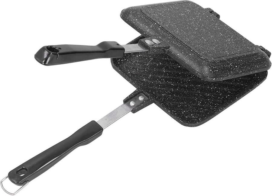 Sandwich Maker Pan Dubbelzijdig Grill Ontbijt Bereiden Antiaanbak Technologie 345 cm Groot Zwart