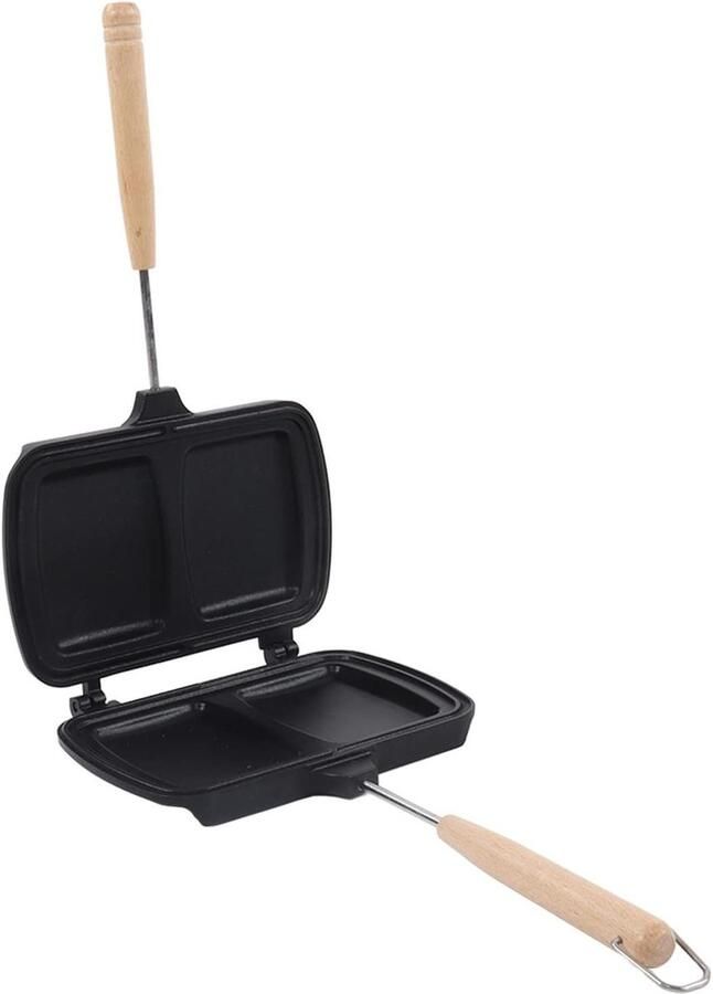 Sandwich Maker Dubbelzijdig Tosti Panini Grill Ontbijt Maken Dubbelzijdig Anti-aanbak 36 x 20 cm Zwart