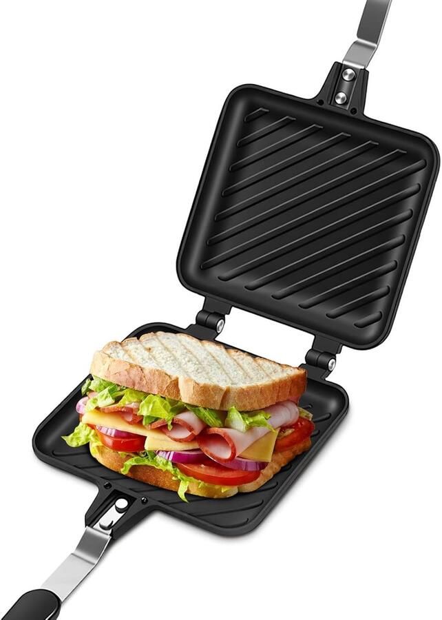 Sandwich Maker en Anti-aanbak Pan Platte Bodem Ontbijt Panini Pan