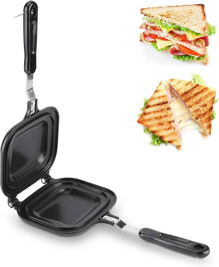 Sandwich Maker Koekenpan Broodrooster Ontbijt Maken Dubbelzijdig Bakken 20 Kubieke Cm Multicolor