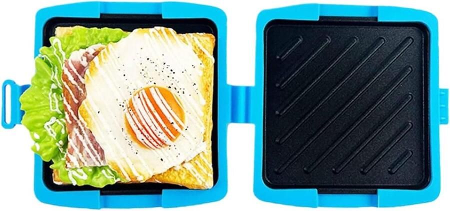 Sandwich Maker Magnetron Toast Apparaat Snelle Maaltijden Antiaanbakplaten 4x17x4 cm Blauw