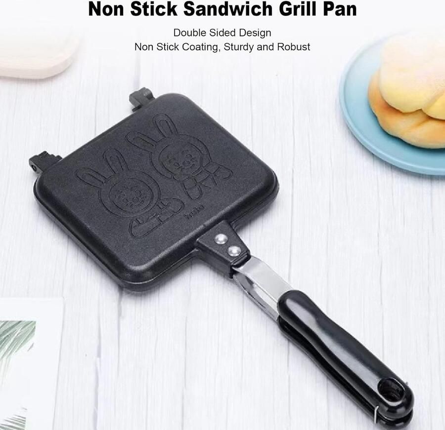 Sandwich Maker Panini Grill Snelle Maaltijden Dubbelzijdig Anti-aanbak 38x18x4 cm Zilver