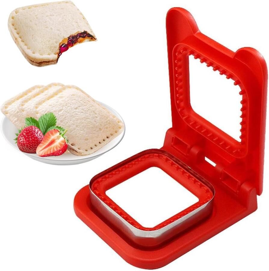 Sandwich Maker Snijder en Sealer Kinderen Lunch Verwijderbaar voor Reiniging 162 x 125 cm Rood