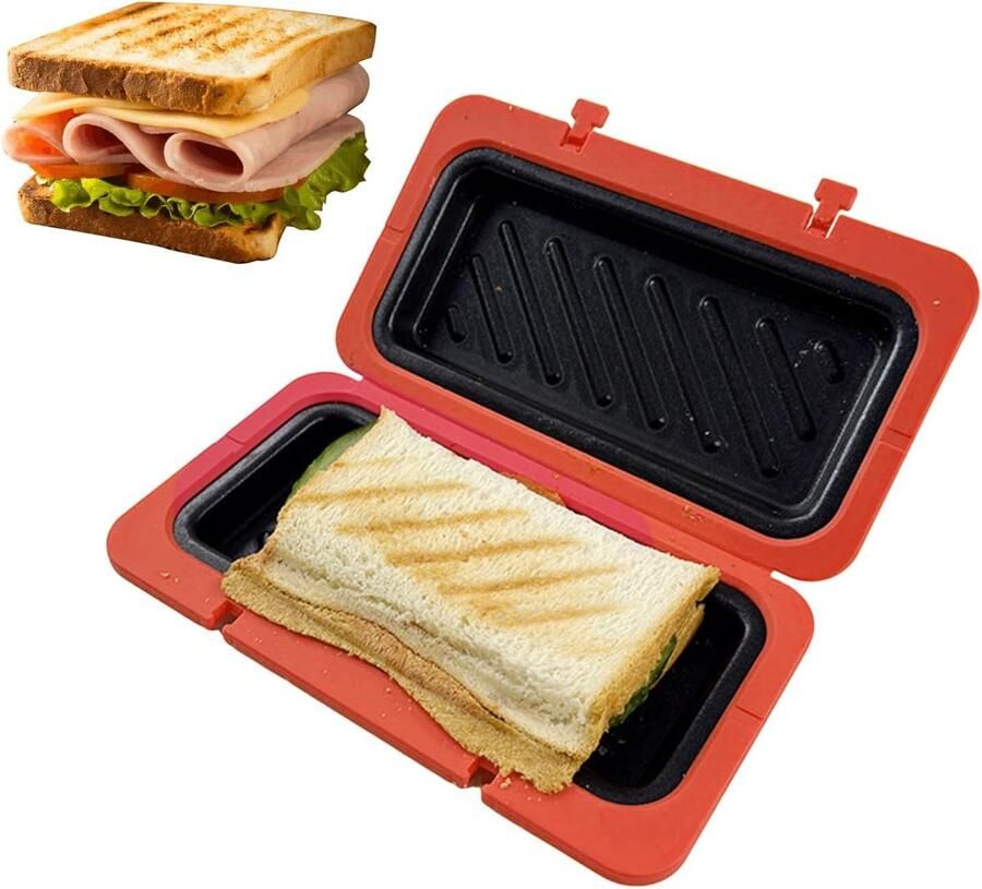 Sandwich Maker Toast Apparaat Snelle Maaltijden Crispy Resultaat 19 cm Rood