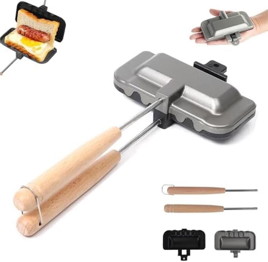 Sandwich Maker Toast Pan Snacks Maken Non-stick Coating 1 Stuk Zwart