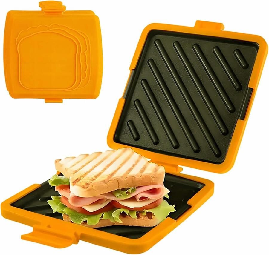Sandwich Maker Toastie Grill Snacks Maken Antiaanbaklaag 17 cm Breed Oranje