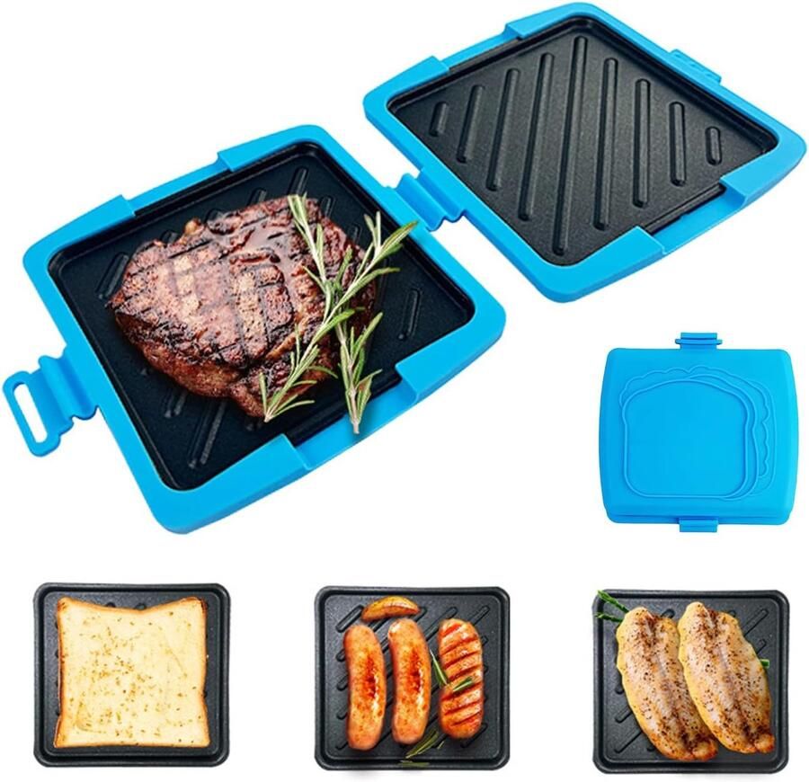 Sandwich Toaster Broodjesmaker Grill Snel Broodjes Maken Magnetron Verwarming 17 x 4 x 4 cm Blauw