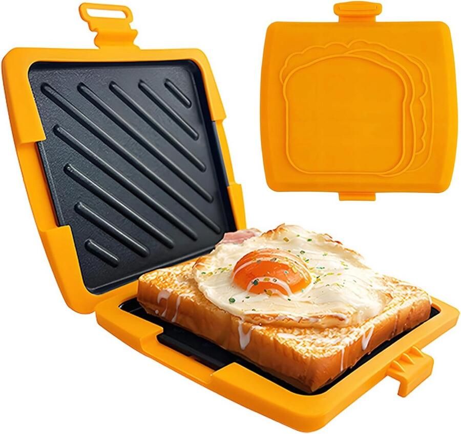 Sandwich Maker Toastie Pers Snelle Maaltijden Magnetron Bestendig 17 cm Breed Oranje
