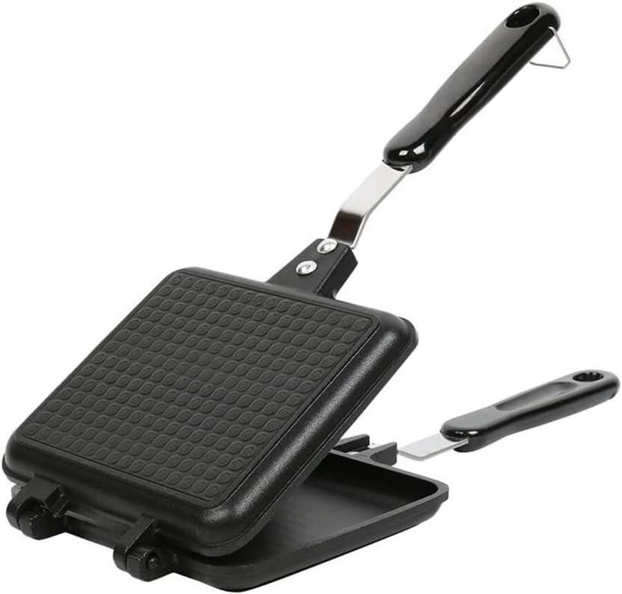 Sandwich Maker Tosti Apparaat Snacks Maken Dubbelzijdig Grillen 35 x 15 cm Zwart