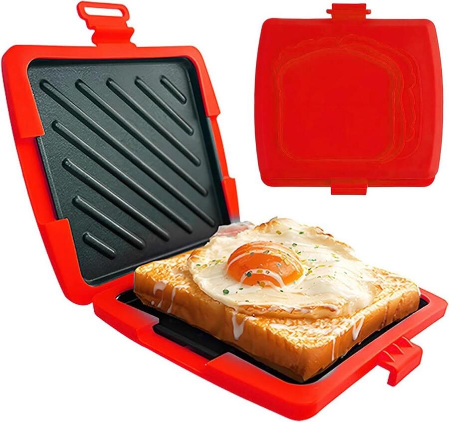 Sandwich Maker Tosti Pers Snelle Maaltijden Magnetron Gebruik 17 cm Breed Rood